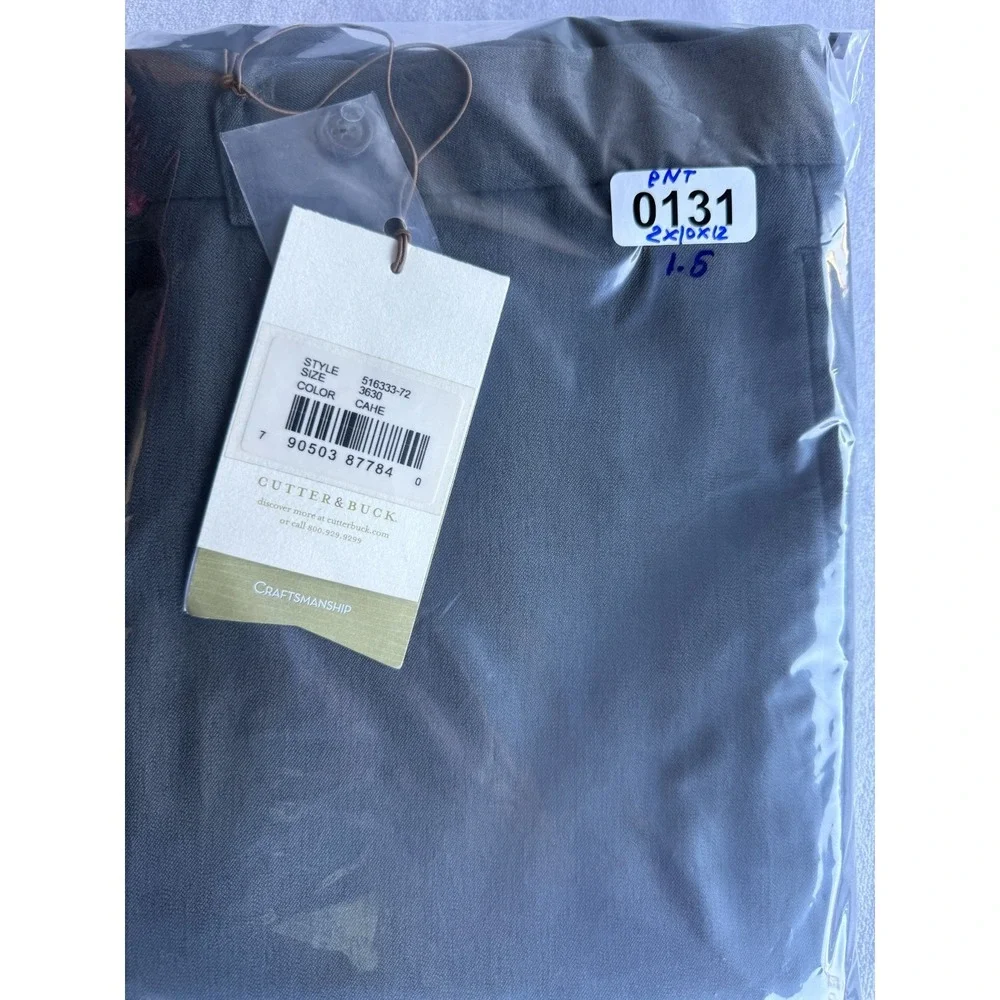 Cutter & Buck Gabardine Dress Pants Mens 36x30 Grey Flat‎ Front Formal Classic